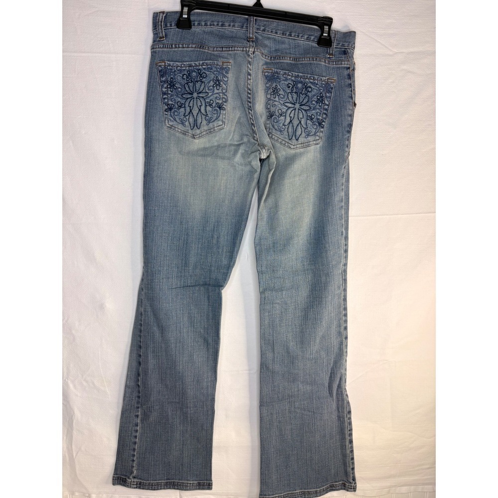 Daisy Fuentes Moda Light Wash Embroidered Bootcut Jeans Blue Size 8 Boho Y2K